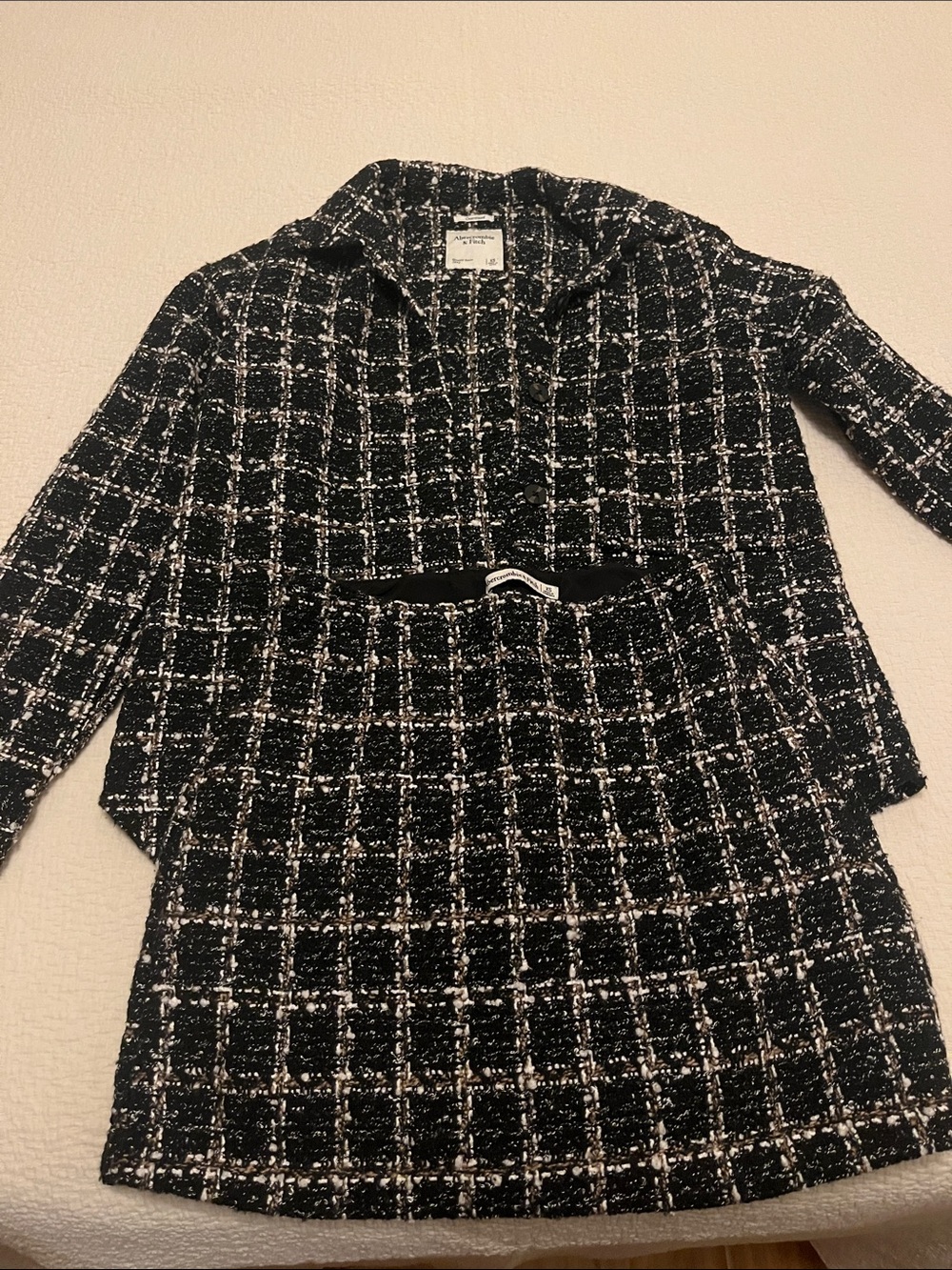 Abercrombie & Fitch Black and White Tweed Blazer Set